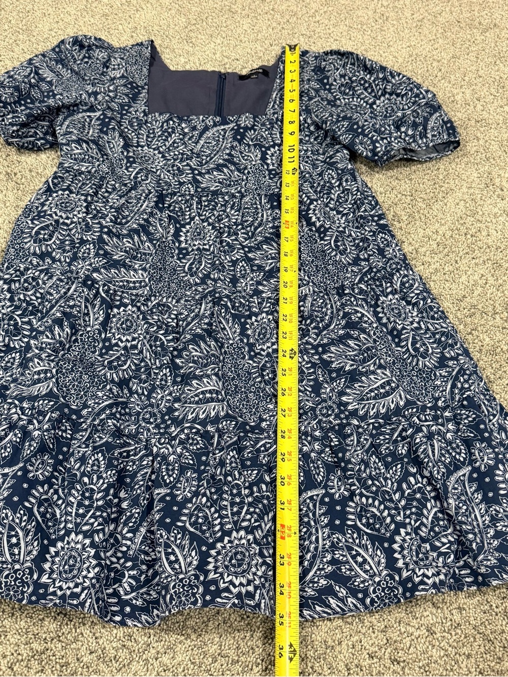 Madewell Blue Poplin Cotton Puff Sleeve Tiered Mini Babydoll Dress Women’s US 4 - Picture 7 of 14